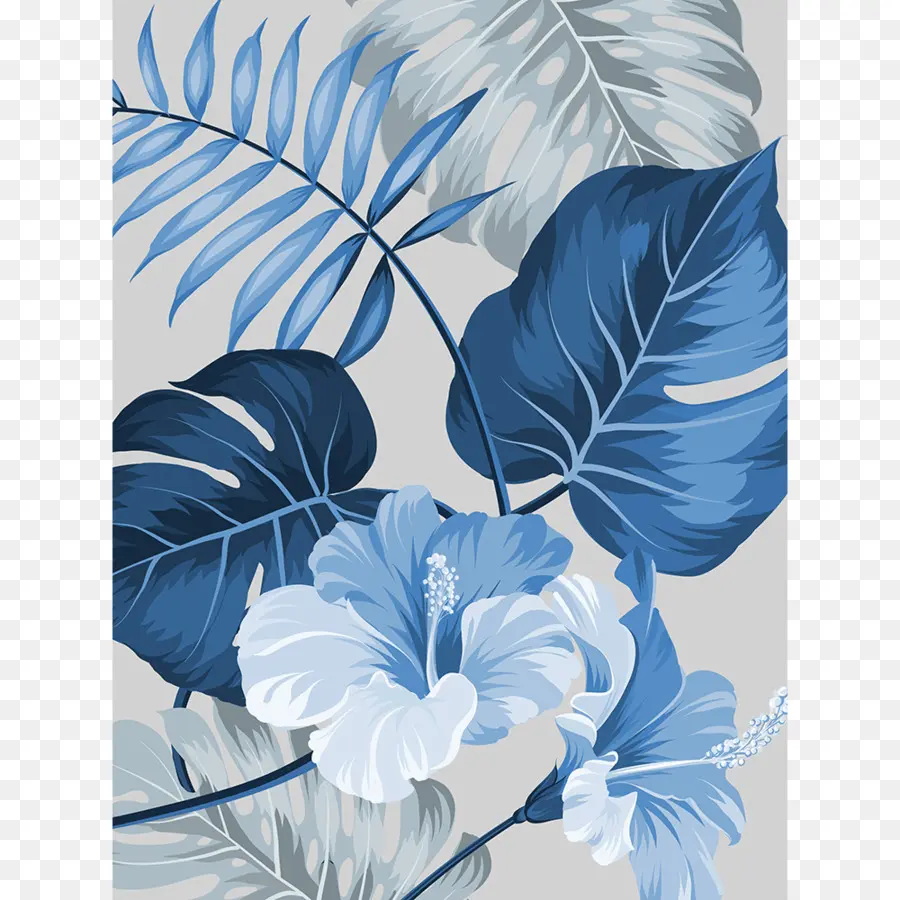 Patrón Floral Azul，Hojas PNG