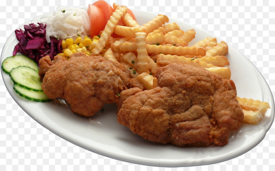 Crujiente Pollo Frito，Papas A La Francesa PNG