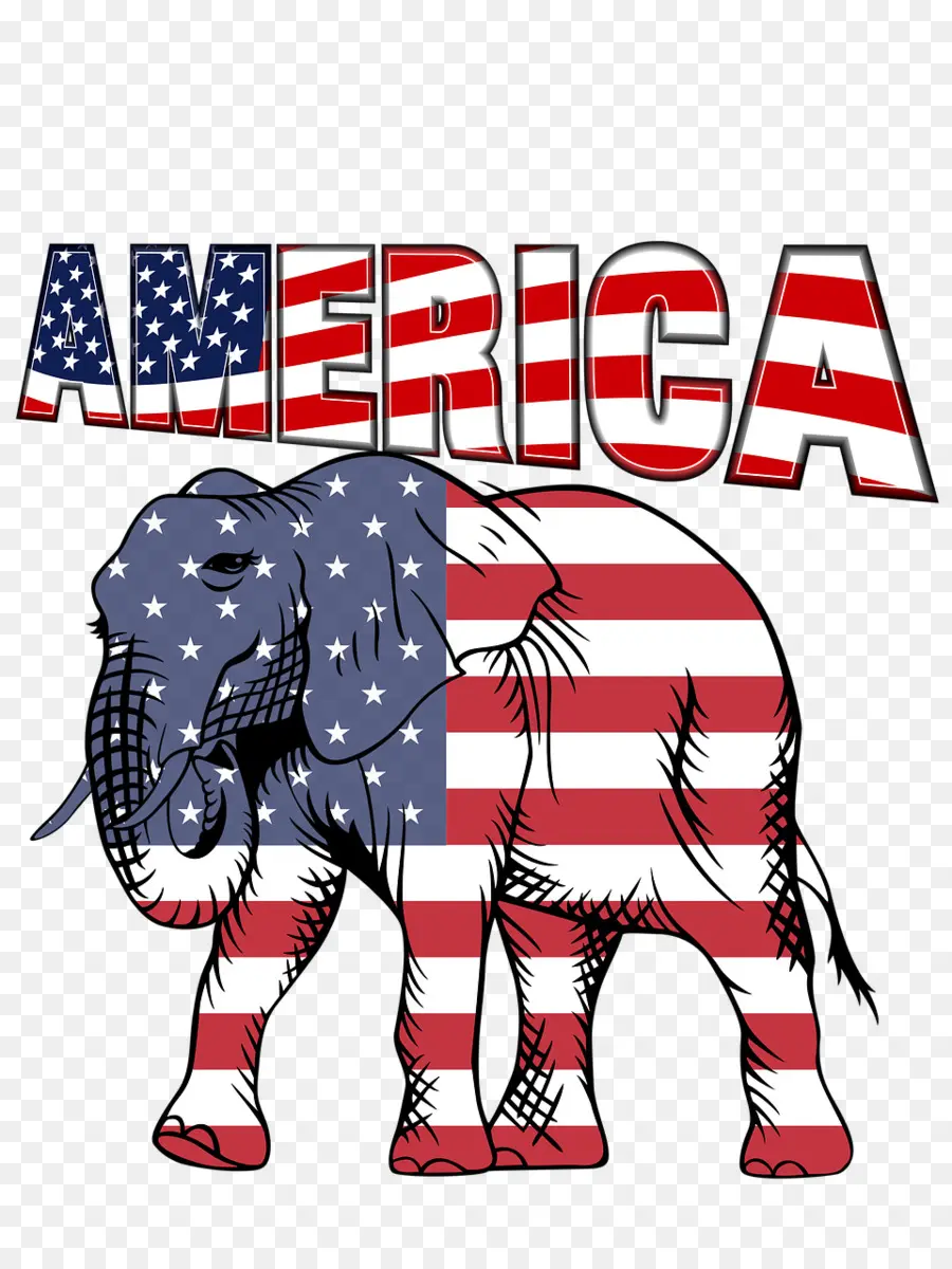 Elefante Con Bandera，Ee Uu PNG