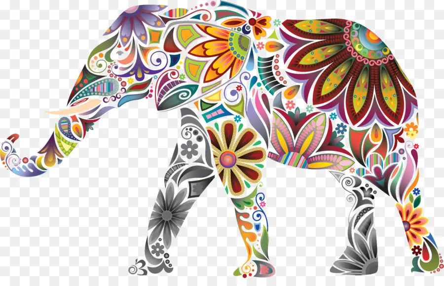 Elefante Colorido，Patrón PNG