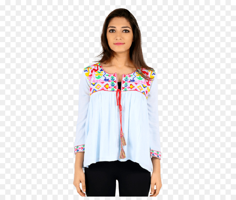 Mujer En Top Bordado，Moda PNG