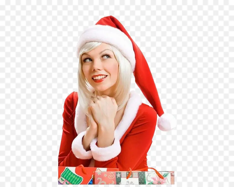 Niña Santa Sonriente，Navidad PNG