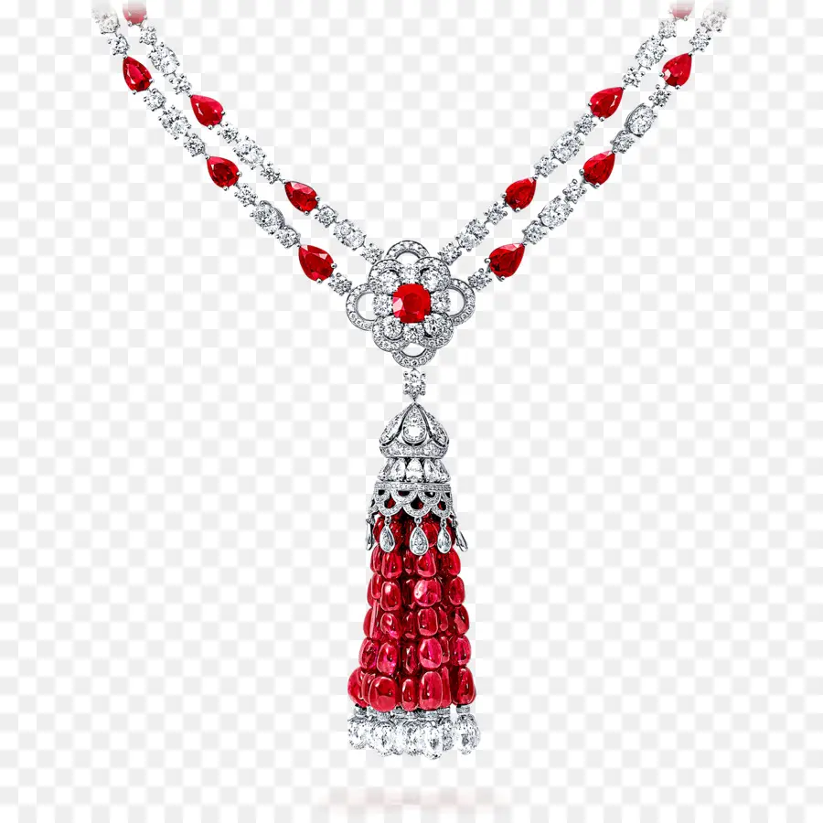 Collar De Gemas Rojas，Colgante PNG