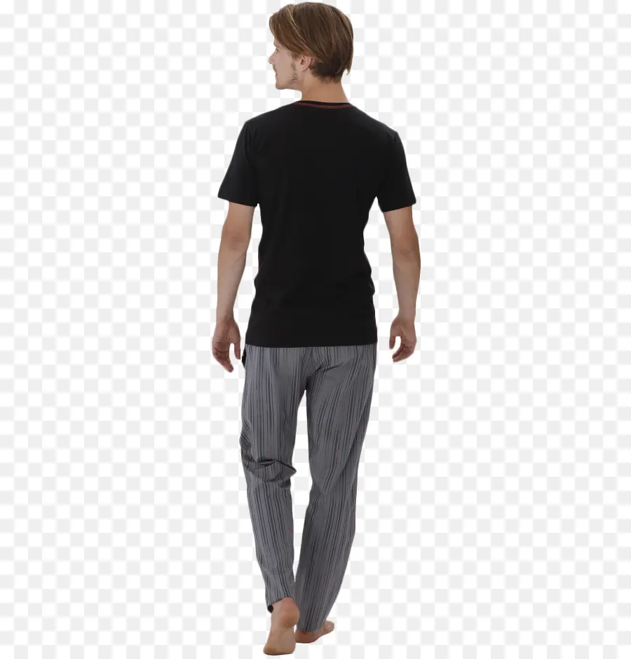 Hombre En Ropa Casual，Camiseta Negra PNG