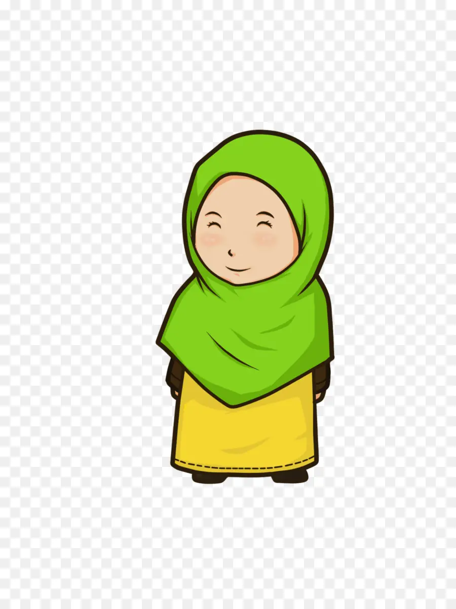 Chica，Hijab Verde PNG