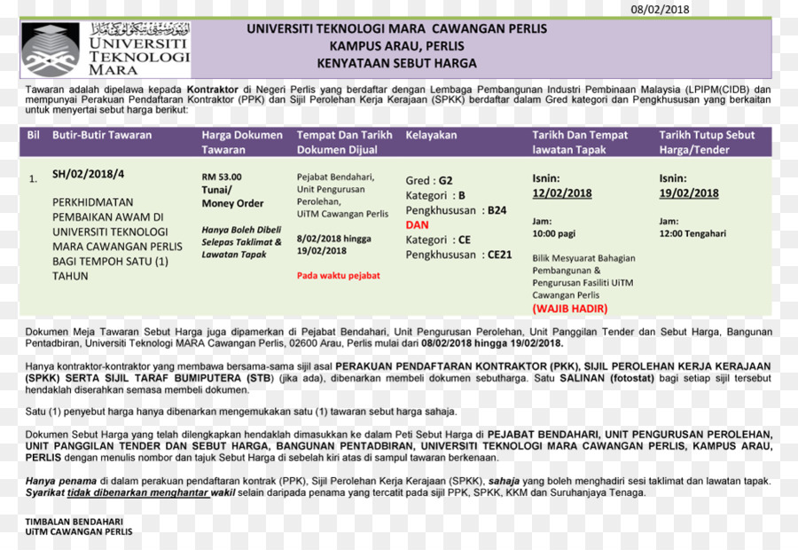 Uitm Perlis，Página Web PNG