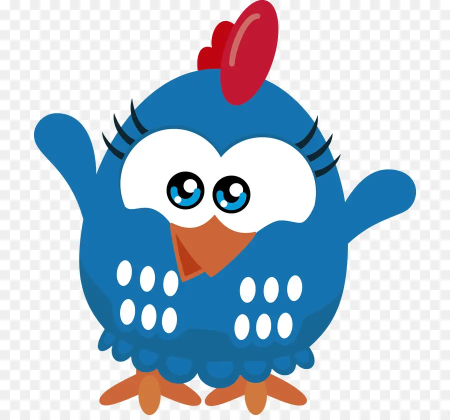 Pollo Azul De Dibujos Animados，Peine Rojo PNG