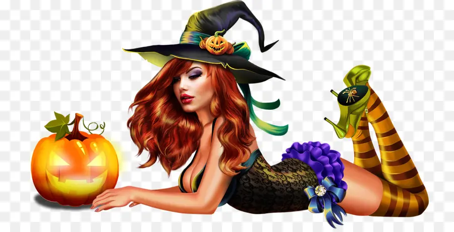 Bruja Con Calabaza，Sombrero PNG