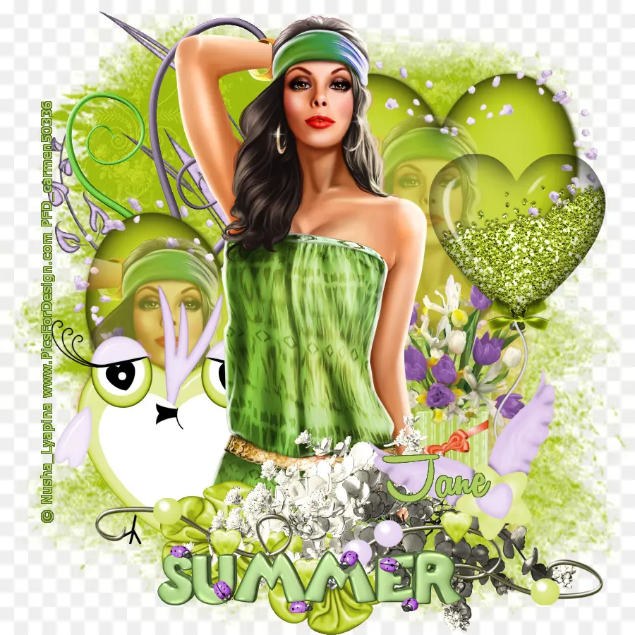 Chica De Verano，Vestido Verde PNG