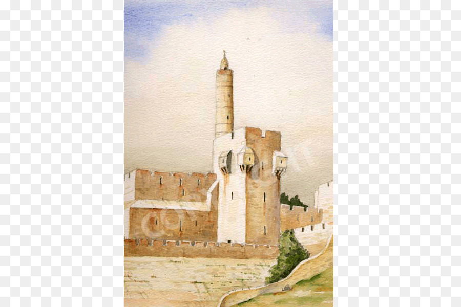 La Torre De David，Pintura A La Acuarela PNG