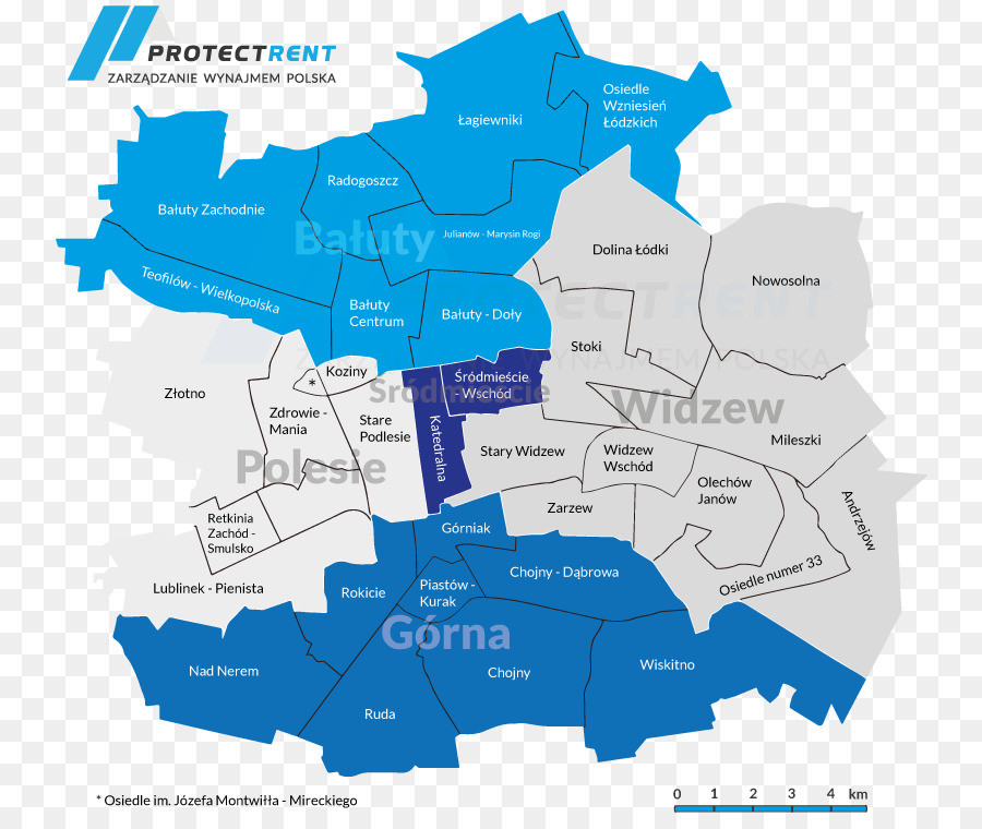 Lodz，Podział Administracyjny Łodzi PNG