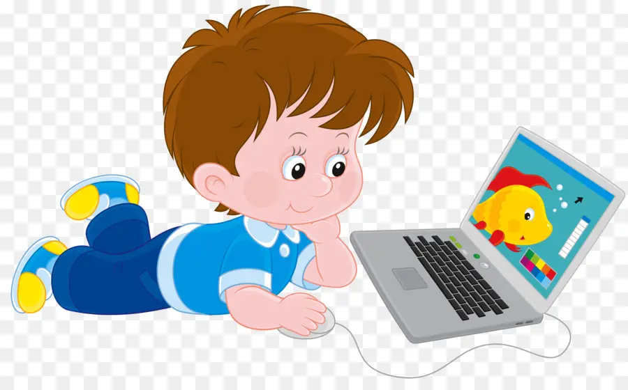 Niño Con Computador Portatil，Niño PNG