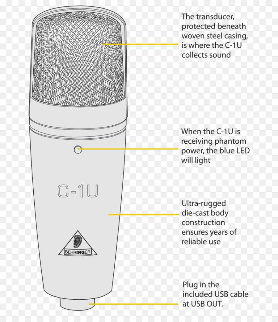 Micrófono，Behringer C1u PNG