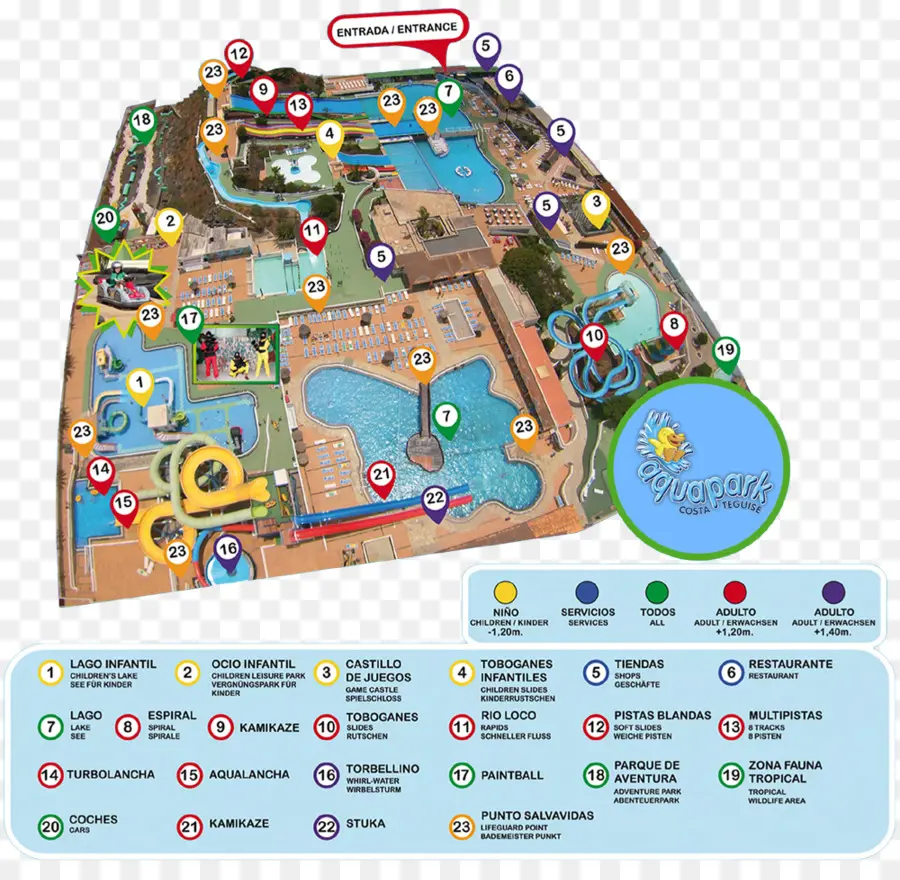 Mapa Del Parque Acuático，Atracciones PNG