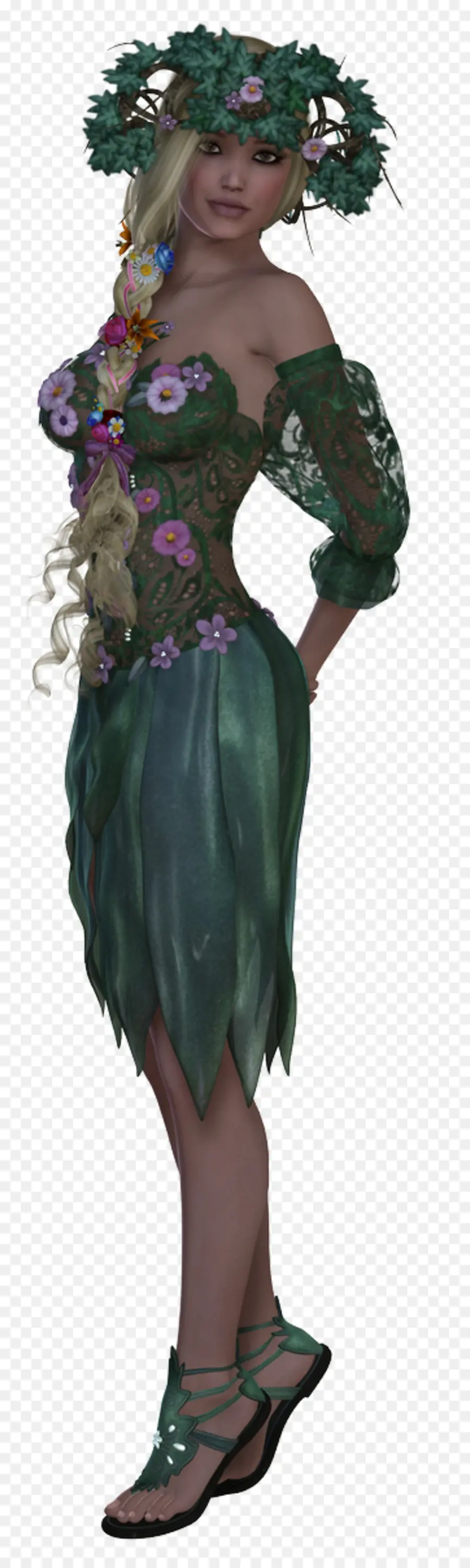 Personaje De Fantasía，Vestido Verde PNG