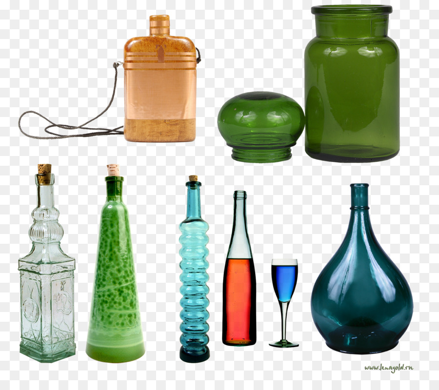 Botellas De Vidrio De Colores，Vaso PNG