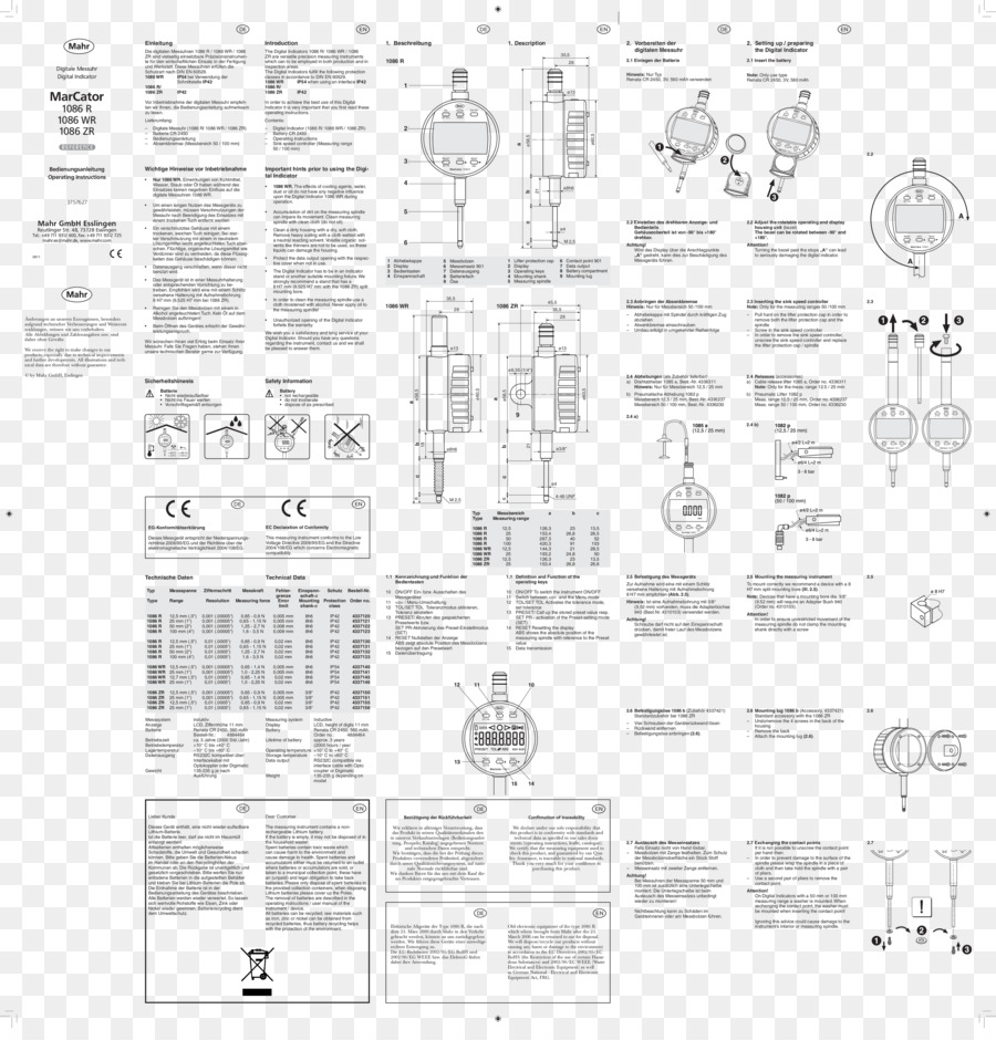 Product Manuals，Mahr Gmbh PNG