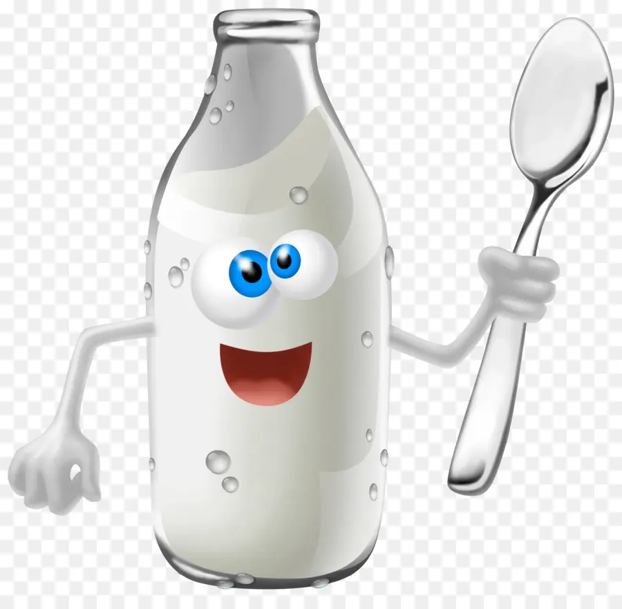 Botella De Leche Con Cuchara，Lácteos PNG