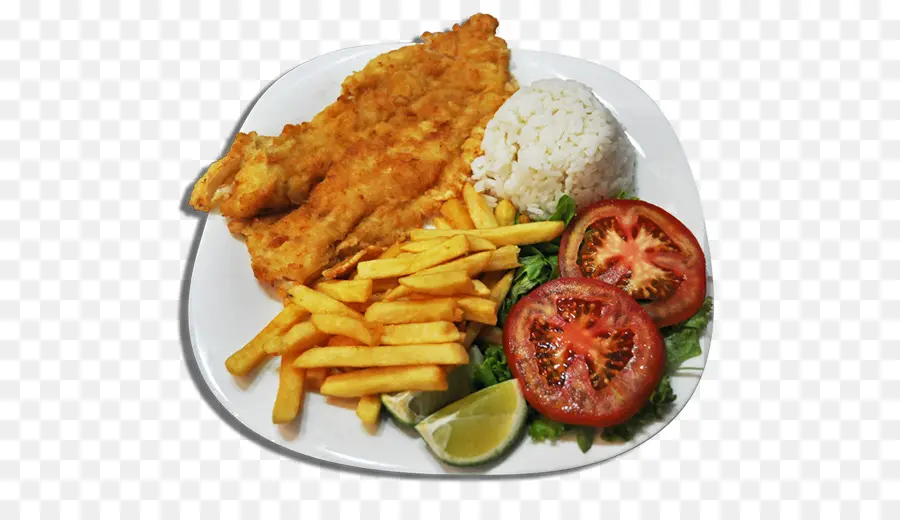 Pescado Frito，Papas Fritas PNG