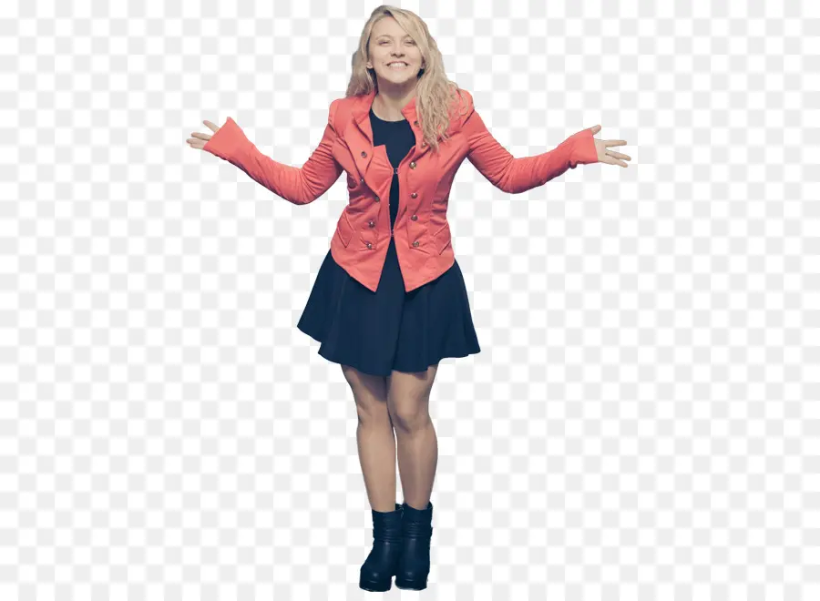 Mujer En Chaqueta Roja，Moda PNG