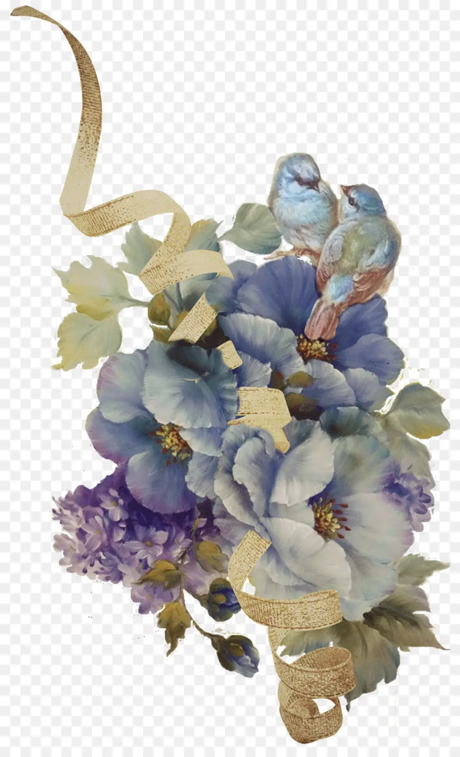 Arreglo Floral，Flores Azules PNG