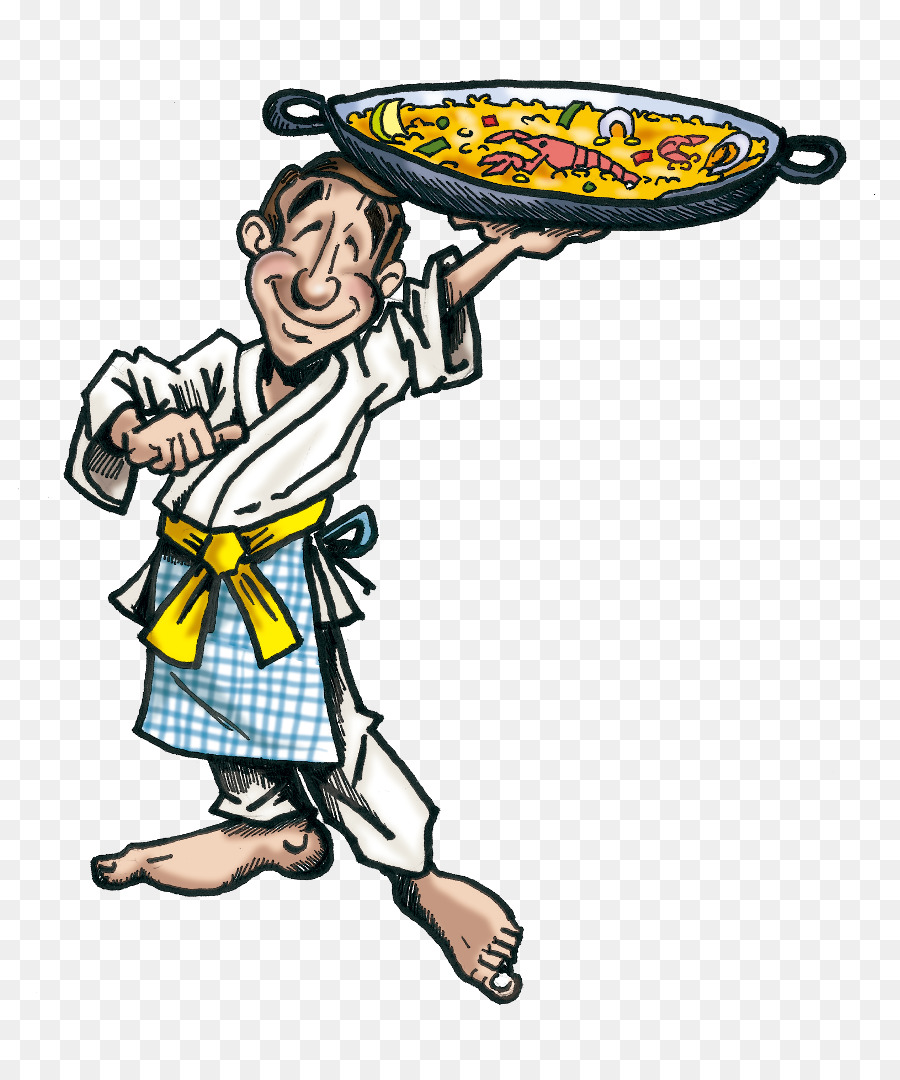 Chef De Dibujos Animados Con Paella，Cocinando PNG