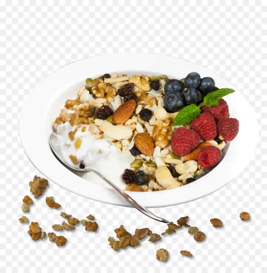 Yogur Con Frutos Rojos Y Nueces，Desayuno PNG