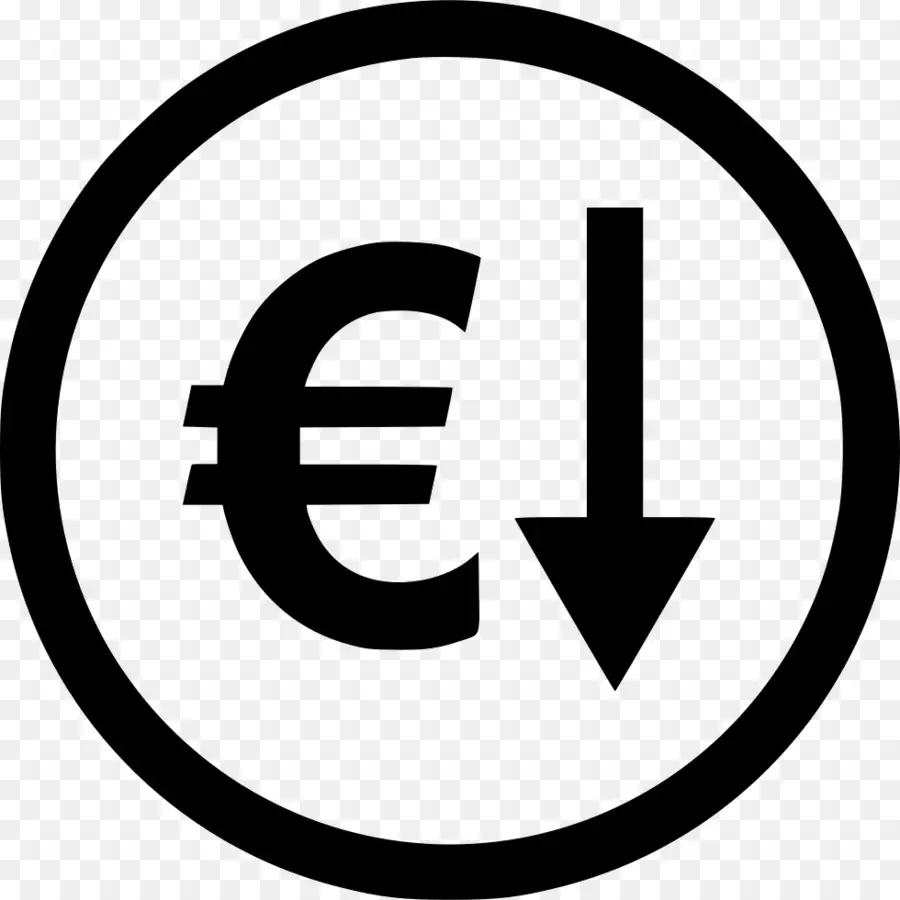 Símbolo Del Euro Con Flecha Hacia Abajo，Divisa PNG