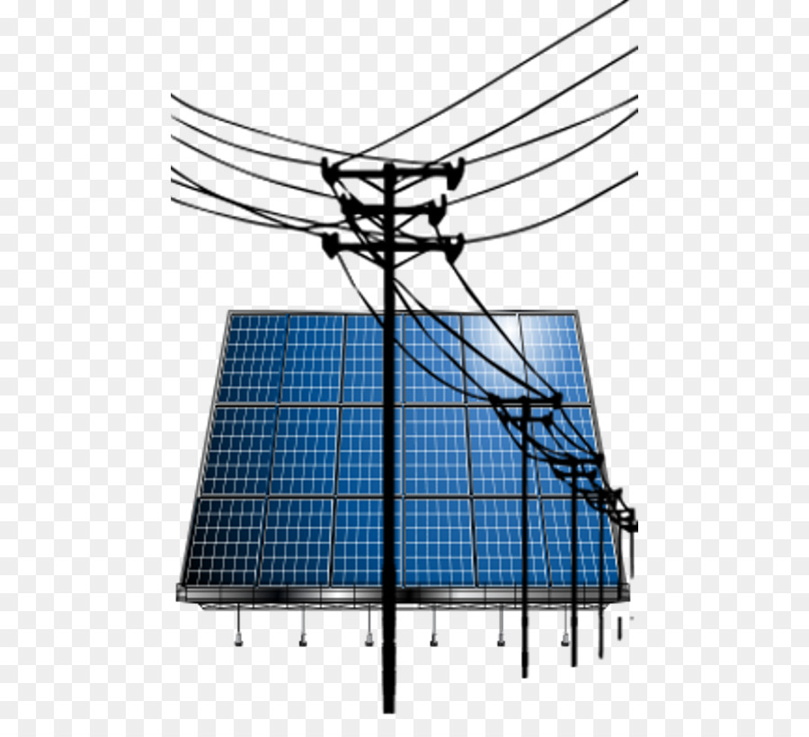 Panel Solar Y Línea Eléctrica，Electricidad PNG