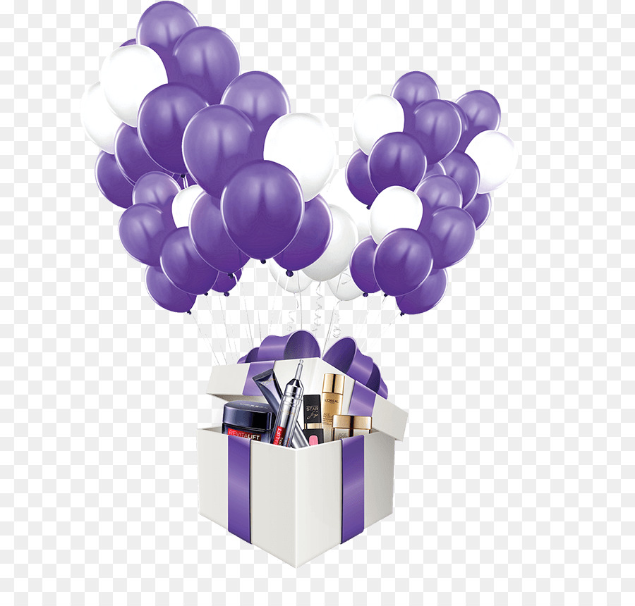 Caja De Regalo Con Globos，Globos PNG