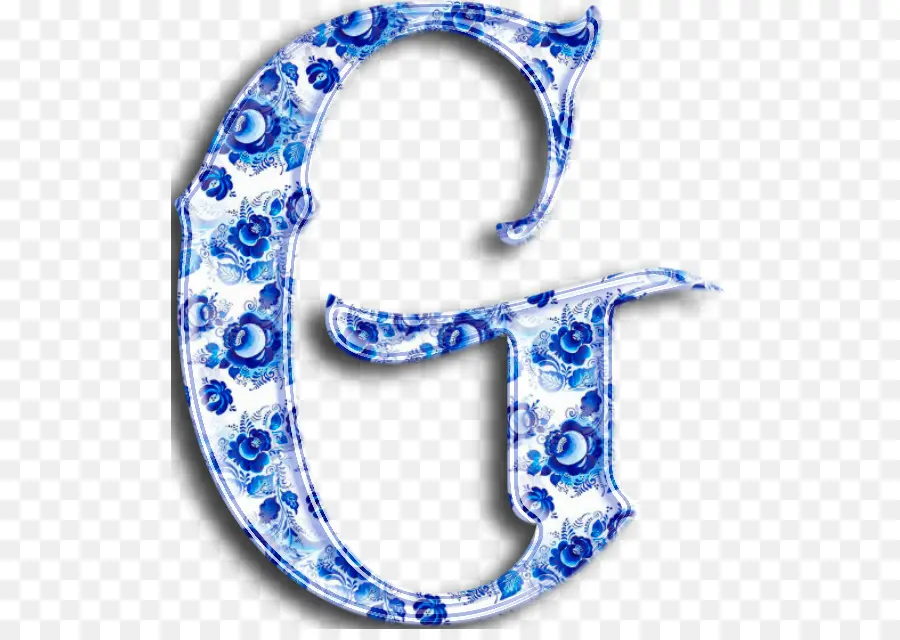 G Floral Azul，Alfabeto PNG