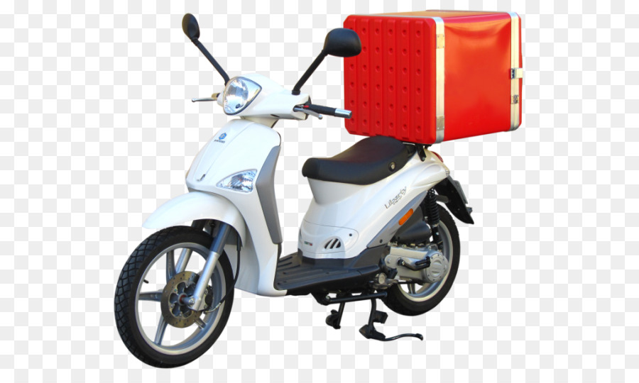 Scooter Blanco Con Caja Roja，Vehículo PNG