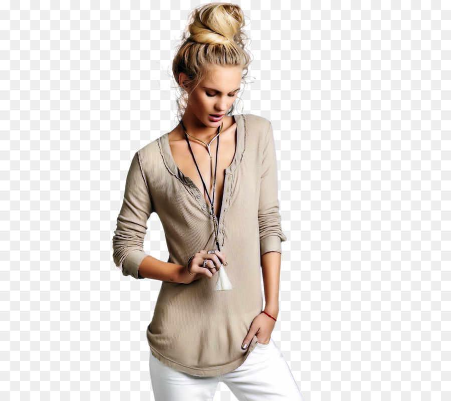 Camiseta Henley，Mujer PNG