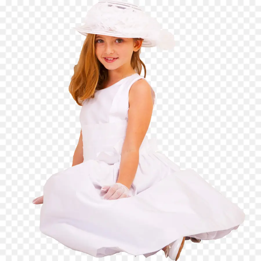 Chica En Vestido Blanco，Niño PNG