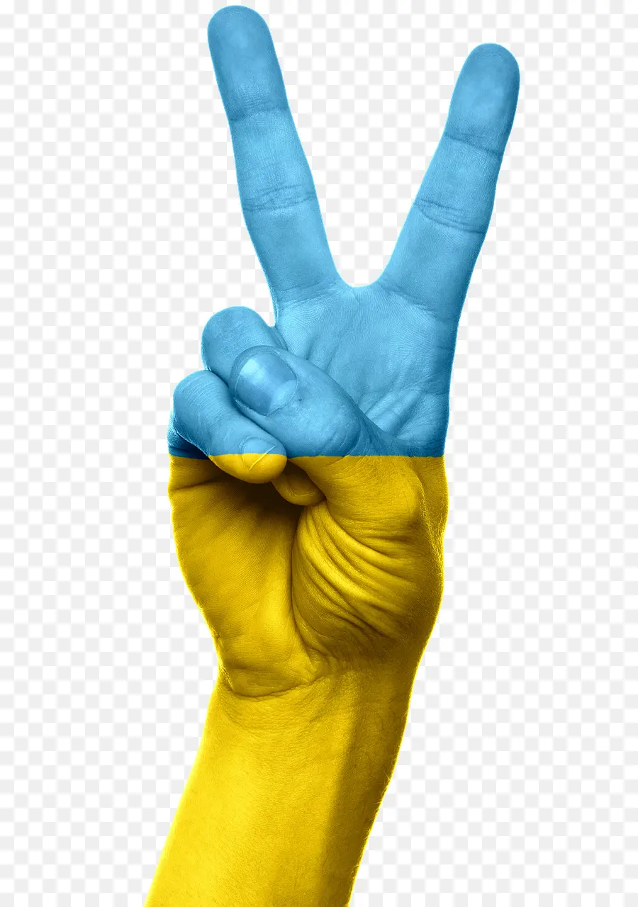 Gesto De La Mano De Paz，Azul PNG