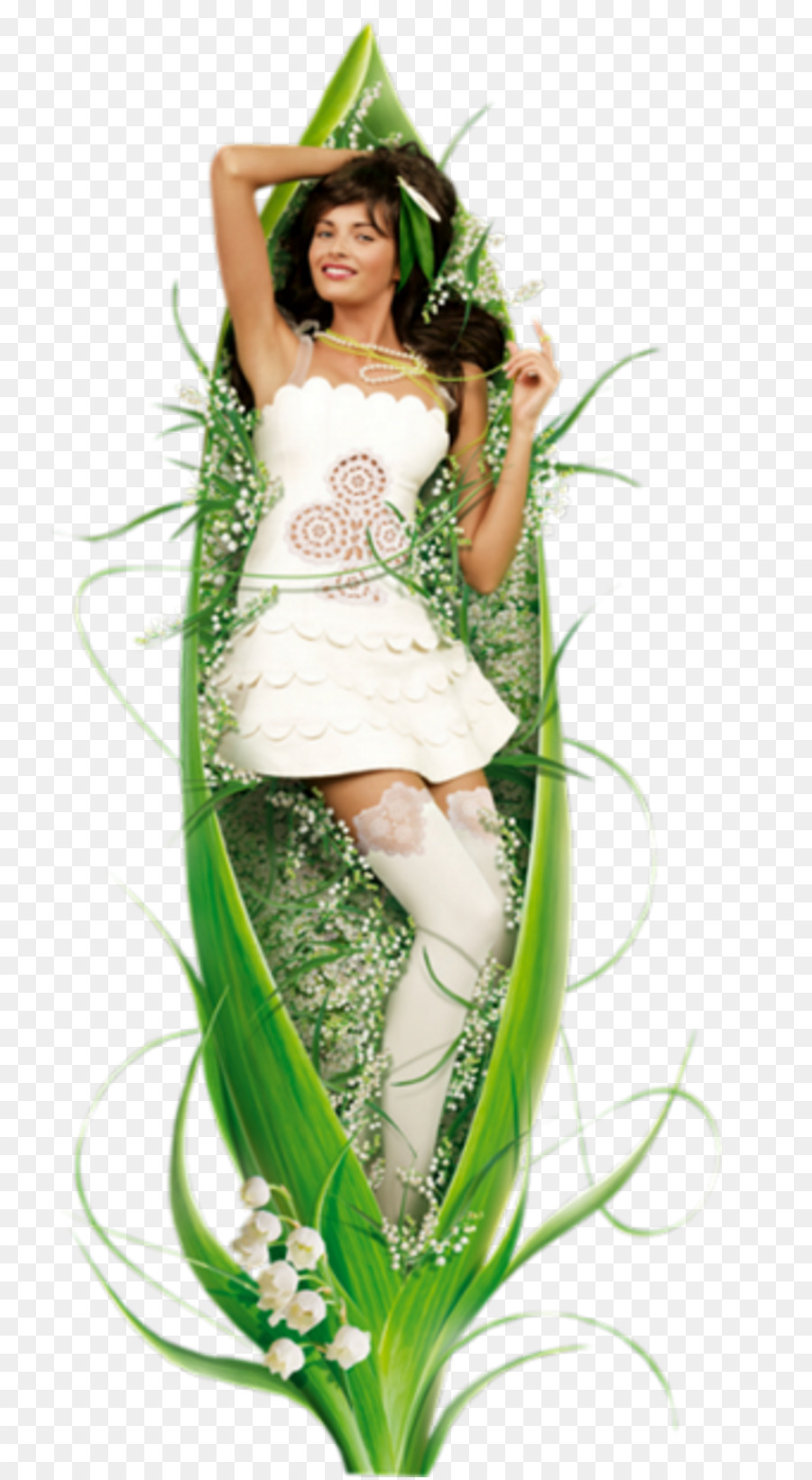 Mujer En Hoja，Naturaleza PNG