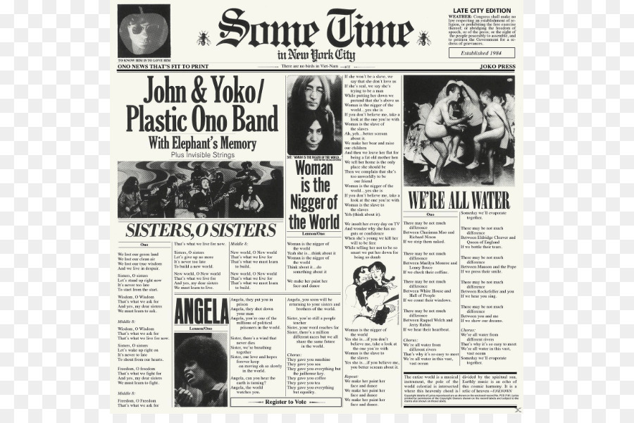 Algún Tiempo En La Ciudad De Nueva York，Plastic Ono Band PNG