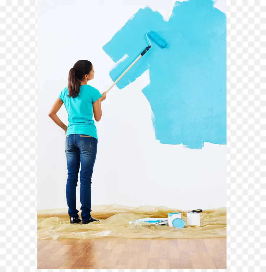 Mujer Pintando Pared，Cuadro PNG