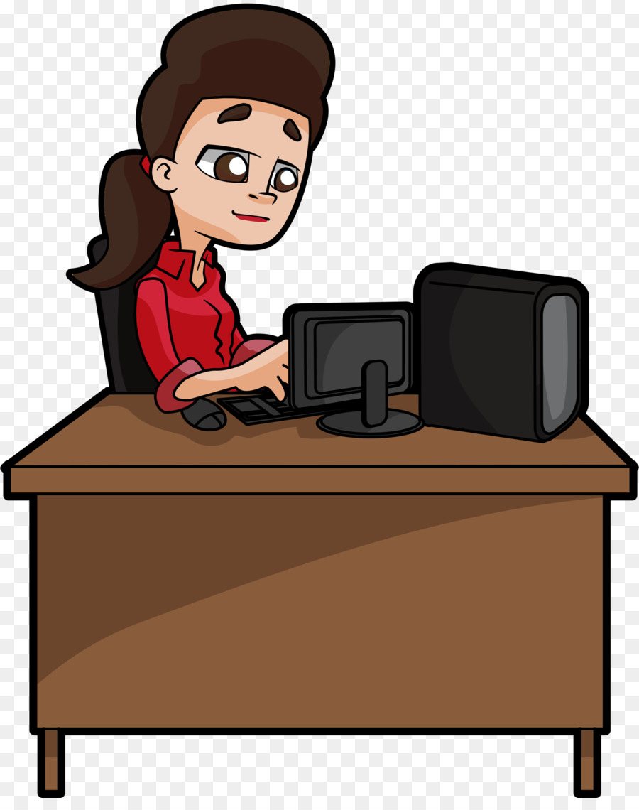 Mujer En La Computadora，Oficina PNG