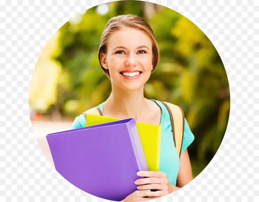 Mujer Sonriente Con Carpetas，Alumno PNG