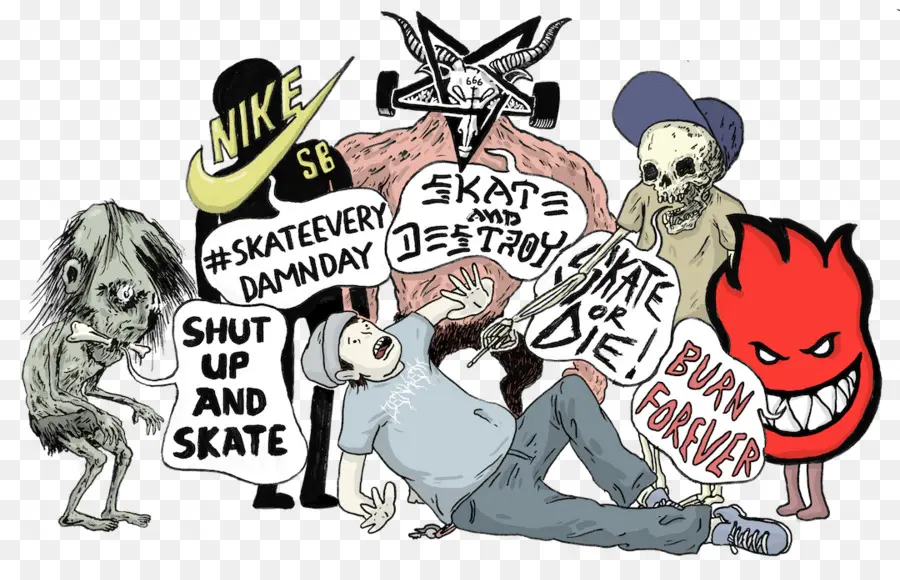 Thrasher Presenta Skate Y Destruir，El Skate PNG