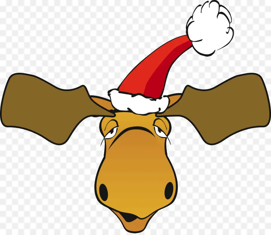 Alce Con Gorro De Papá Noel，Navidad PNG