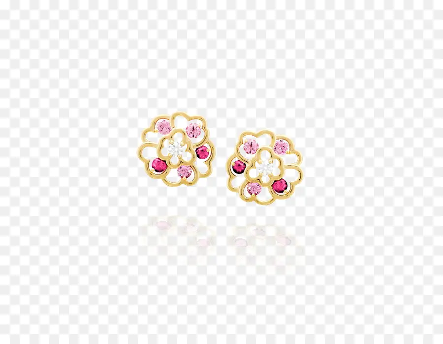 Pendientes De Flores，Gemas Rosas PNG