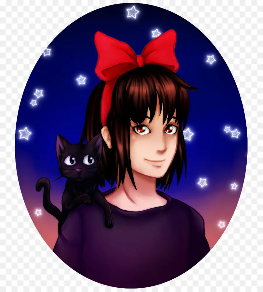 Chica Con Gato，Lazo Rojo PNG