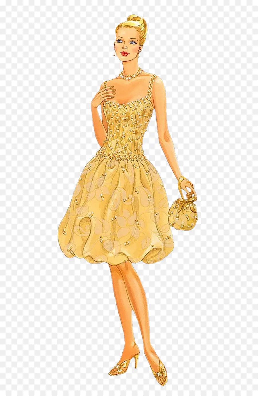 Vestido Dorado，Bolso PNG