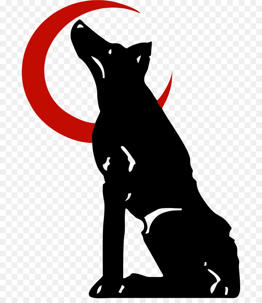 Silueta De Perro Negro，Media Luna Roja PNG