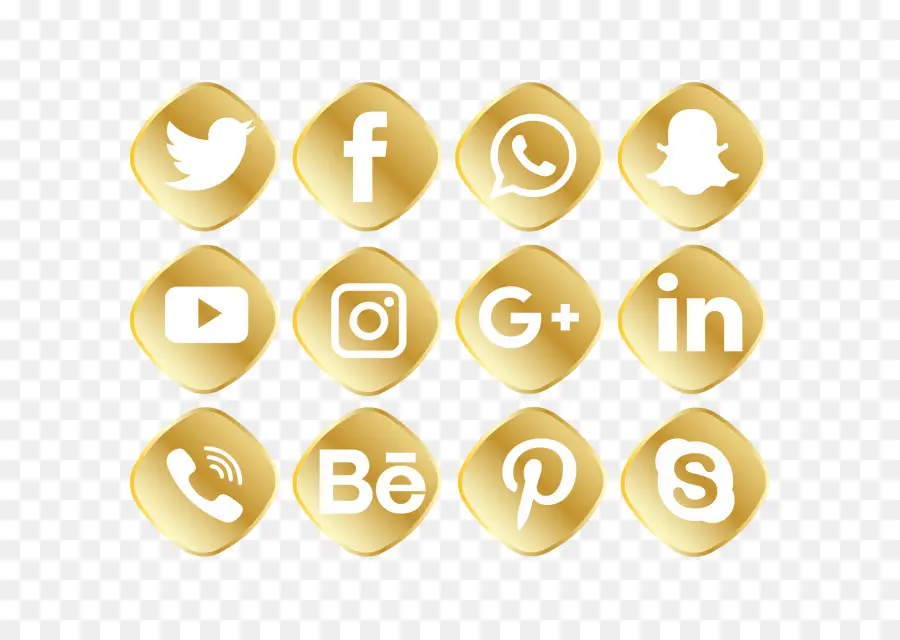 Iconos De Redes Sociales，Oro PNG