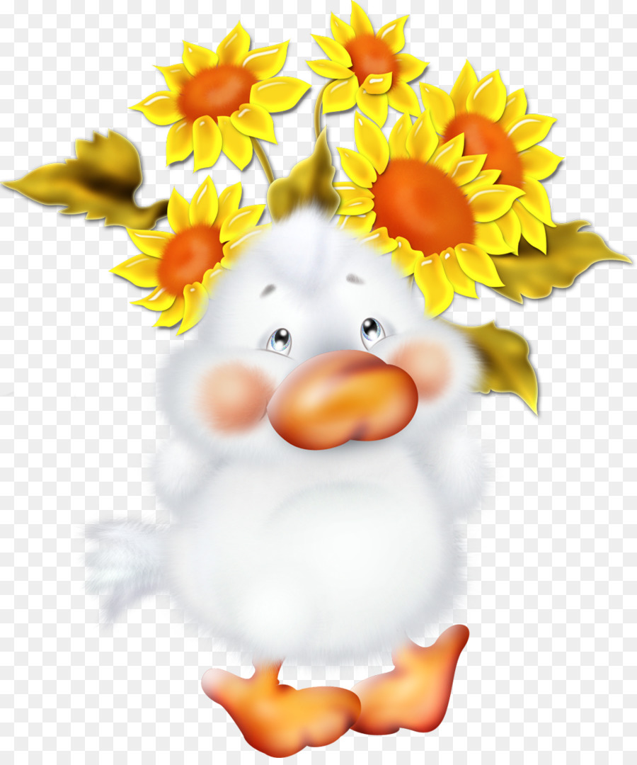 Pato De Dibujos Animados，Girasoles PNG