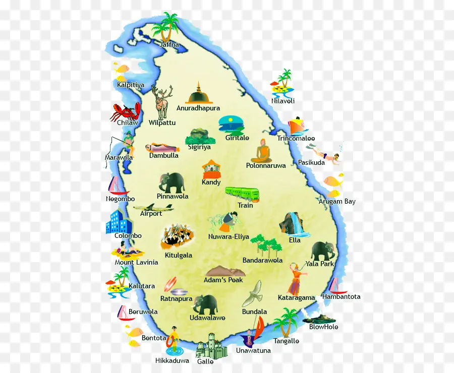 Mapa De Sri Lanka，Turismo PNG