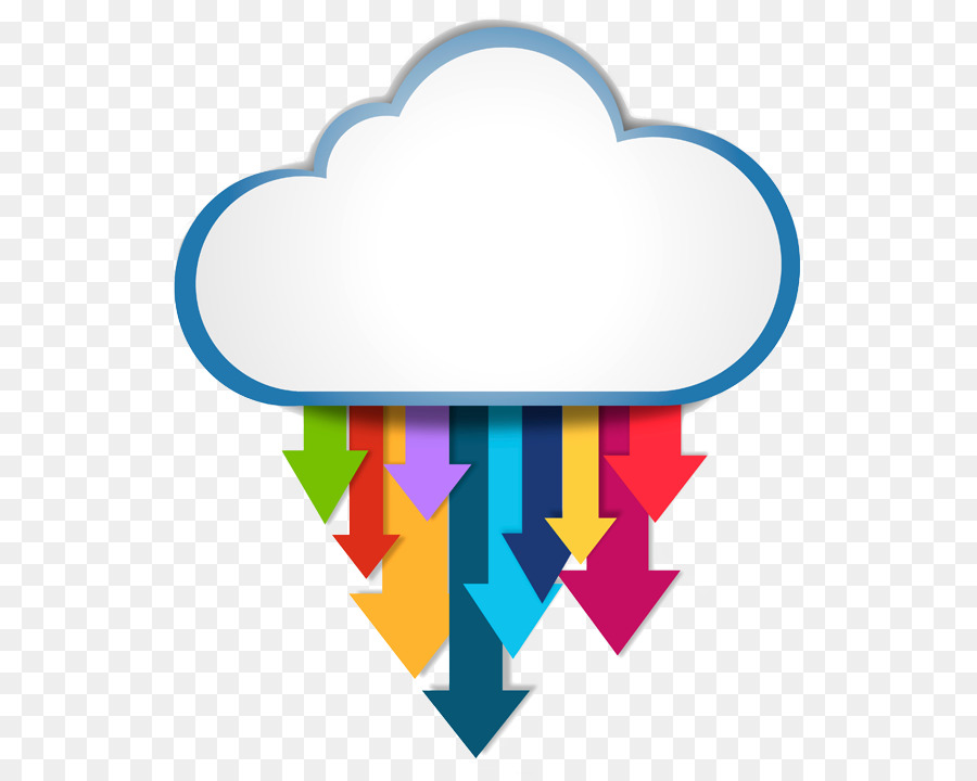 Nube Con Coloridas Flechas Hacia Abajo，Descargar PNG